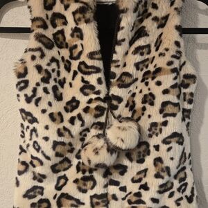 Leopard Print Faux Fur Kids Vest